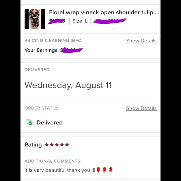 7. Black rose floral faux wrap waist v-neck cold shoulder mini dress - Picture 3 of 3